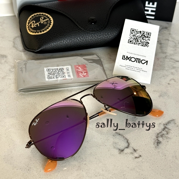 RayBan (Store Display) Aviator Reflective Purple Lenses RB3025 Mirror - Picture 13 of 17